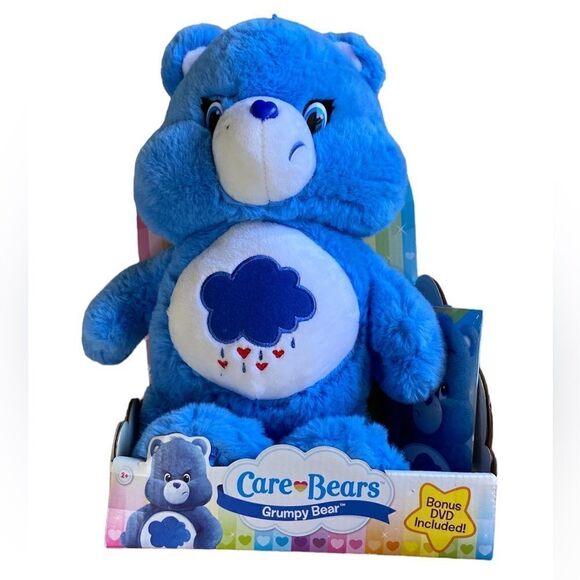 NWT Rare 2014 Care Bears 14"  Stuffed Animal Grumpy Bear with DVD - Picture 1 of 6